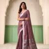 Striking Mauve Linen Silk Weaving Saree – 61400-558