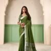 Stunning Green Linen Silk Weaving Saree – 61400-559