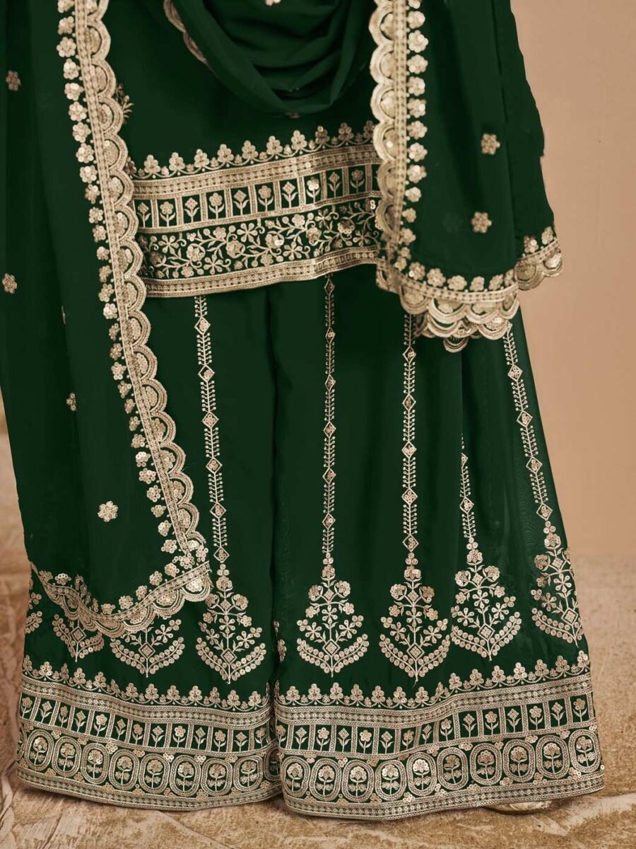 Graceful Green Faux Georgette Palazzo Salwar Kameez – 56242-211-A