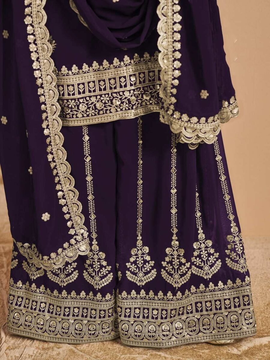 Charming Violet Faux Georgette Palazzo Salwar Kameez – 56242-211-B