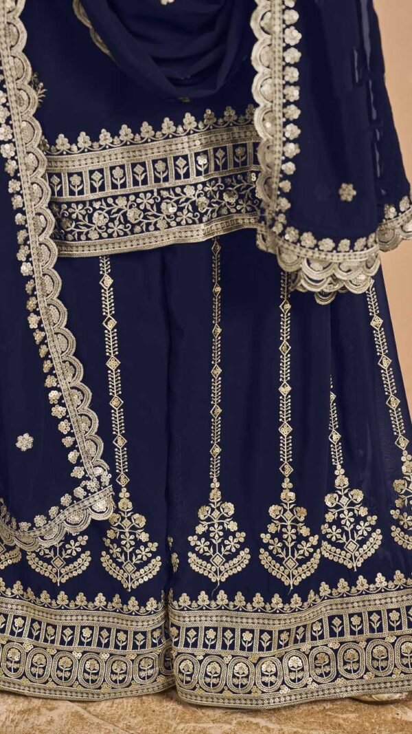 Lively Navy Blue Faux Georgette Palazzo Salwar Kameez – 56242-211-C