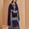 Lively Navy Blue Faux Georgette Palazzo Salwar Kameez – 56242-211-C