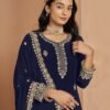 Lively Navy Blue Faux Georgette Palazzo Salwar Kameez – 56242-211-C