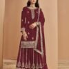 Timeless Wine Faux Georgette Palazzo Salwar Kameez – 56242-211-D