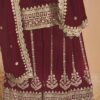 Timeless Wine Faux Georgette Palazzo Salwar Kameez – 56242-211-D