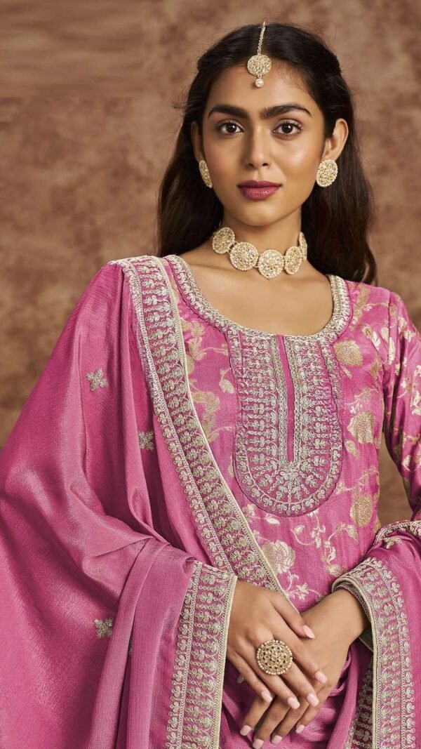 Modern Pink Dola Silk Straight Salwar Kameez – 56292-212-A
