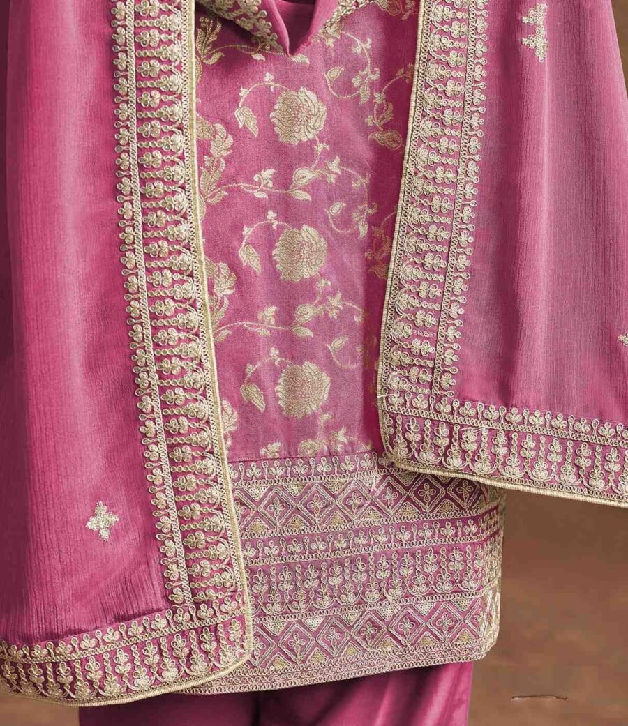 Modern Pink Dola Silk Straight Salwar Kameez – 56292-212-A