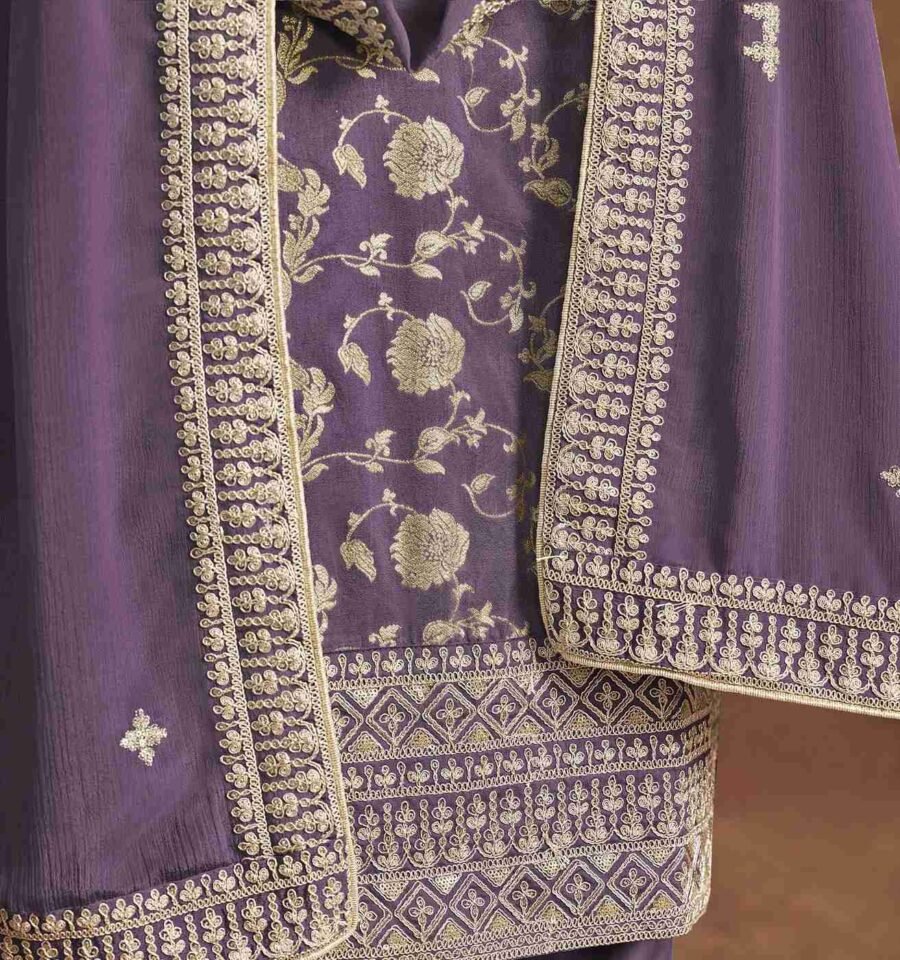 Classy Lavender Dola Silk Straight Salwar Kameez – 56292-212-B