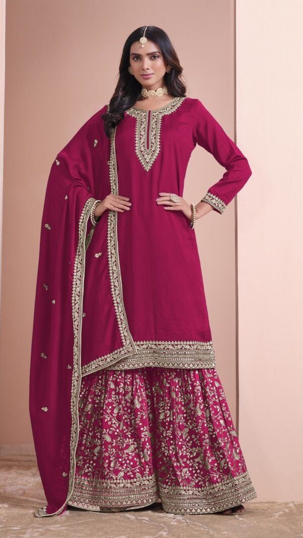 Captivating Red Art Silk Palazzo Salwar Kameez – 57196-216-B