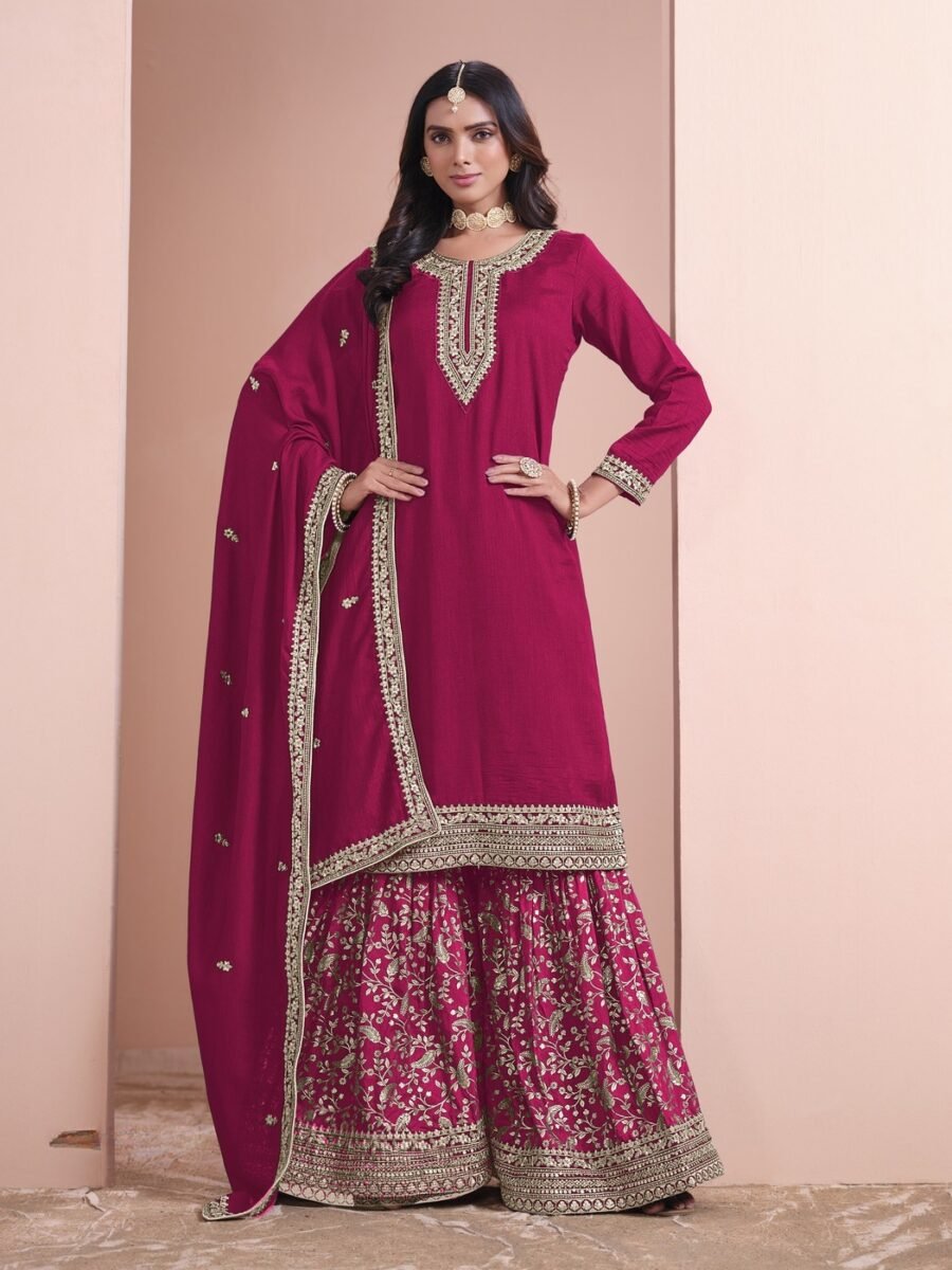 Captivating Red Art Silk Palazzo Salwar Kameez – 57196-216-B