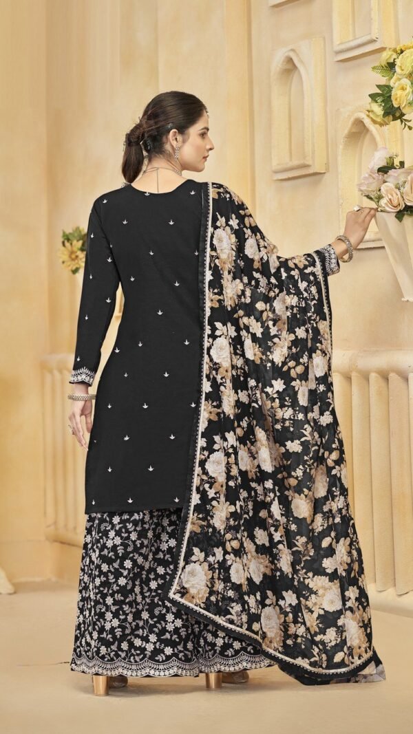 Radiant Black Silk Palazzo Salwar Kameez – 57268-218-A