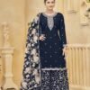 Fierce Navy Blue Silk Palazzo Salwar Kameez – 57268-218-C Fierce Navy Blue Silk Palazzo Salwar Kameez – 57268-218-C