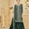 Unique Green Georgette Gharara Salwar Kameez – 57274-219-A Unique Green Georgette Gharara Salwar Kameez – 57274-219-A