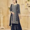 Vibrant Navy Blue Georgette Gharara Salwar Kameez – 57274-219-C