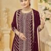 Delightful Wine Georgette Gharara Salwar Kameez – 57274-219-D
