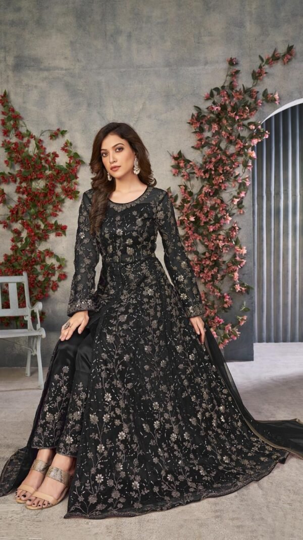 Lively Black Net Anarkali Salwar Kameez – 57746-371