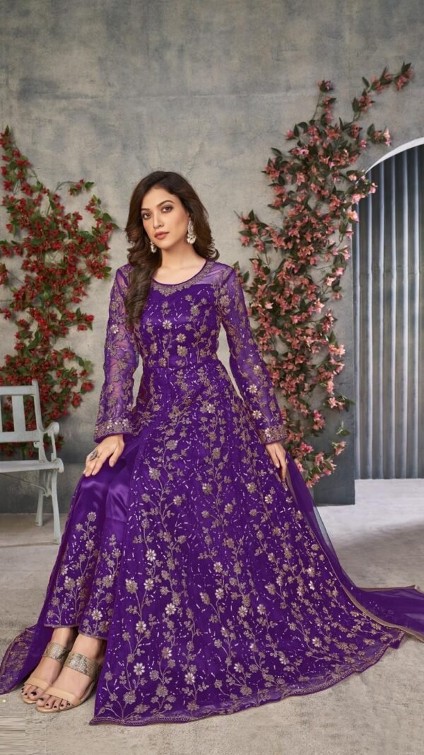 Dreamy Violet Net Anarkali Salwar Kameez – 57746-372