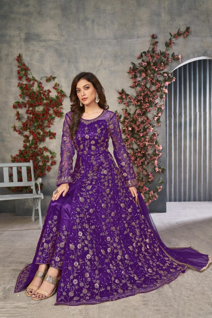 Dreamy Violet Net Anarkali Salwar Kameez – 57746-372