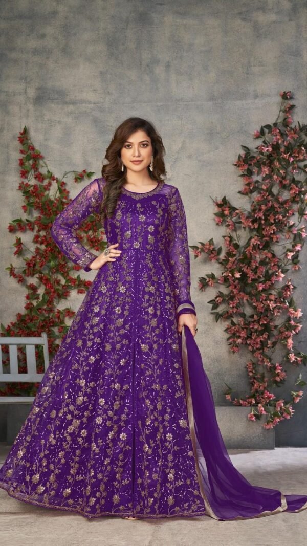 Dreamy Violet Net Anarkali Salwar Kameez – 57746-372