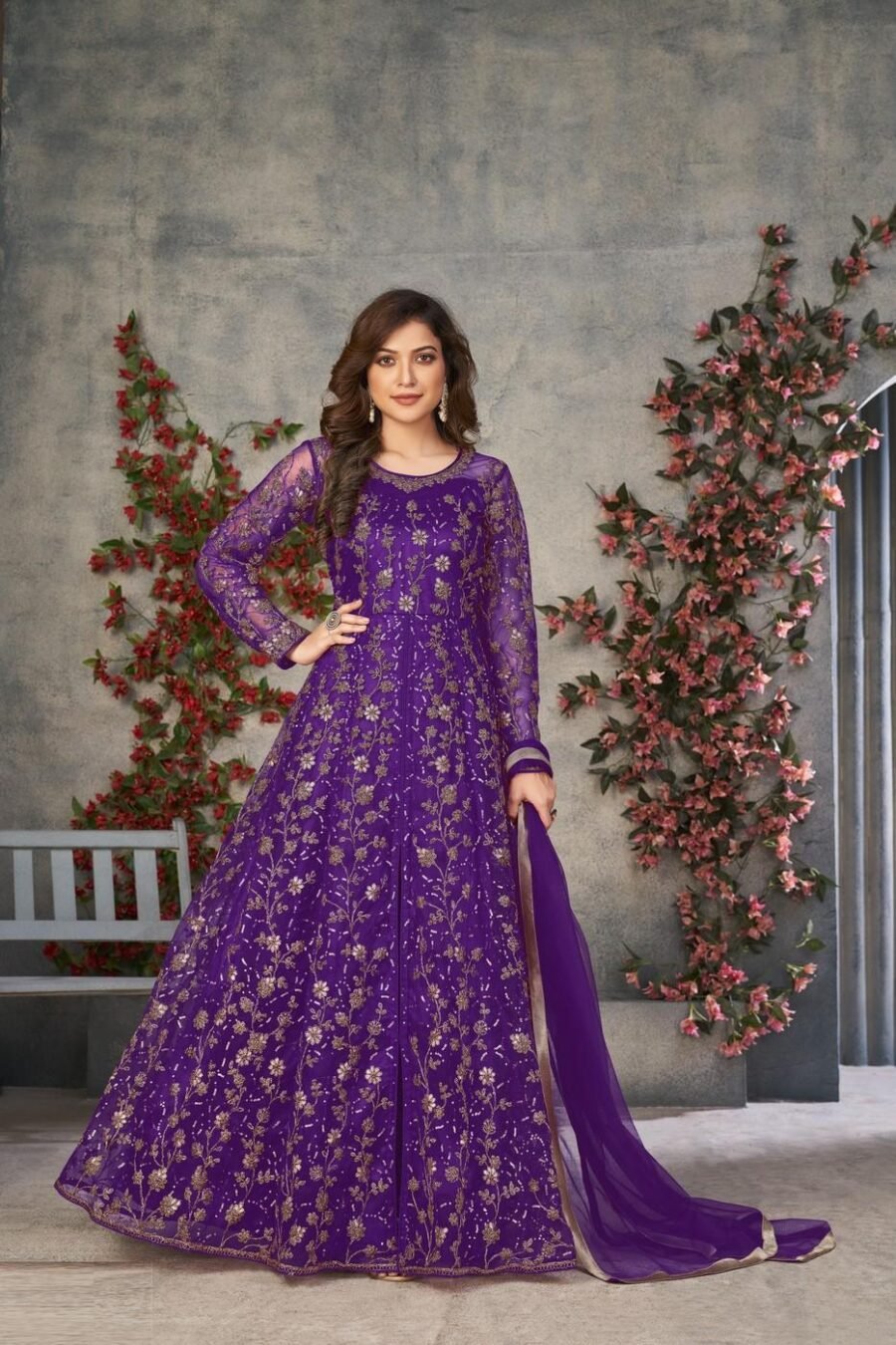 Dreamy Violet Net Anarkali Salwar Kameez – 57746-372