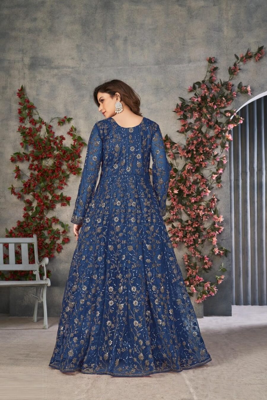 Elegant Royal Blue Net Anarkali Salwar Kameez – 57746-373