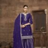 Fierce Violet Chinon Silk Palazzo Salwar Kameez – 58112-223-B