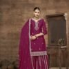 Alluring Wine Chinon Silk Palazzo Salwar Kameez – 58112-223-D