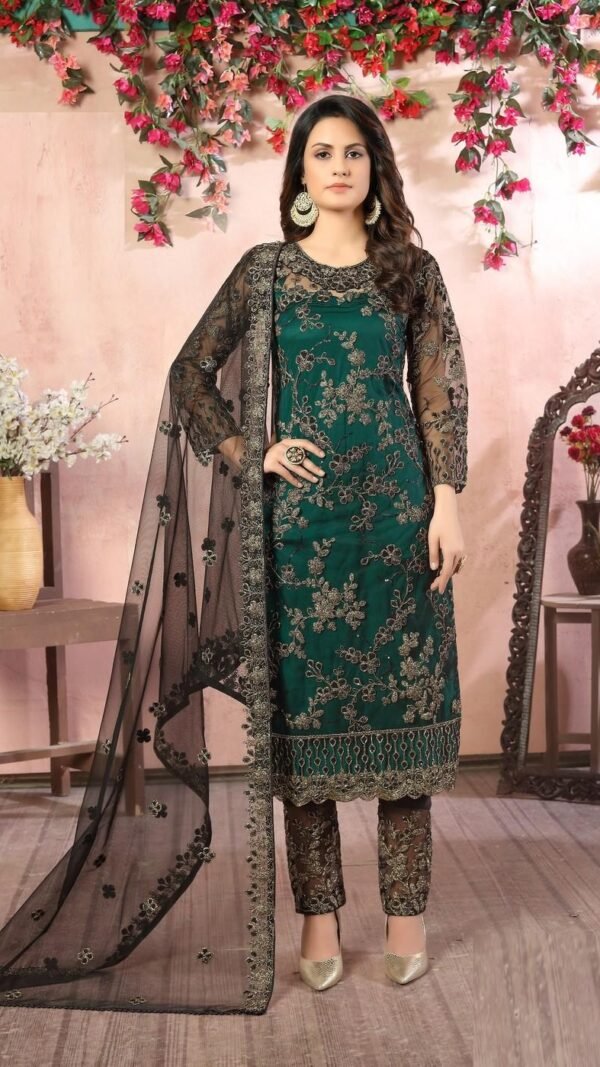 Fabulous Teal Green Net Straight Salwar Kameez – 59048-81