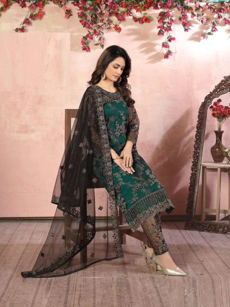 Fabulous Teal Green Net Straight Salwar Kameez – 59048-81