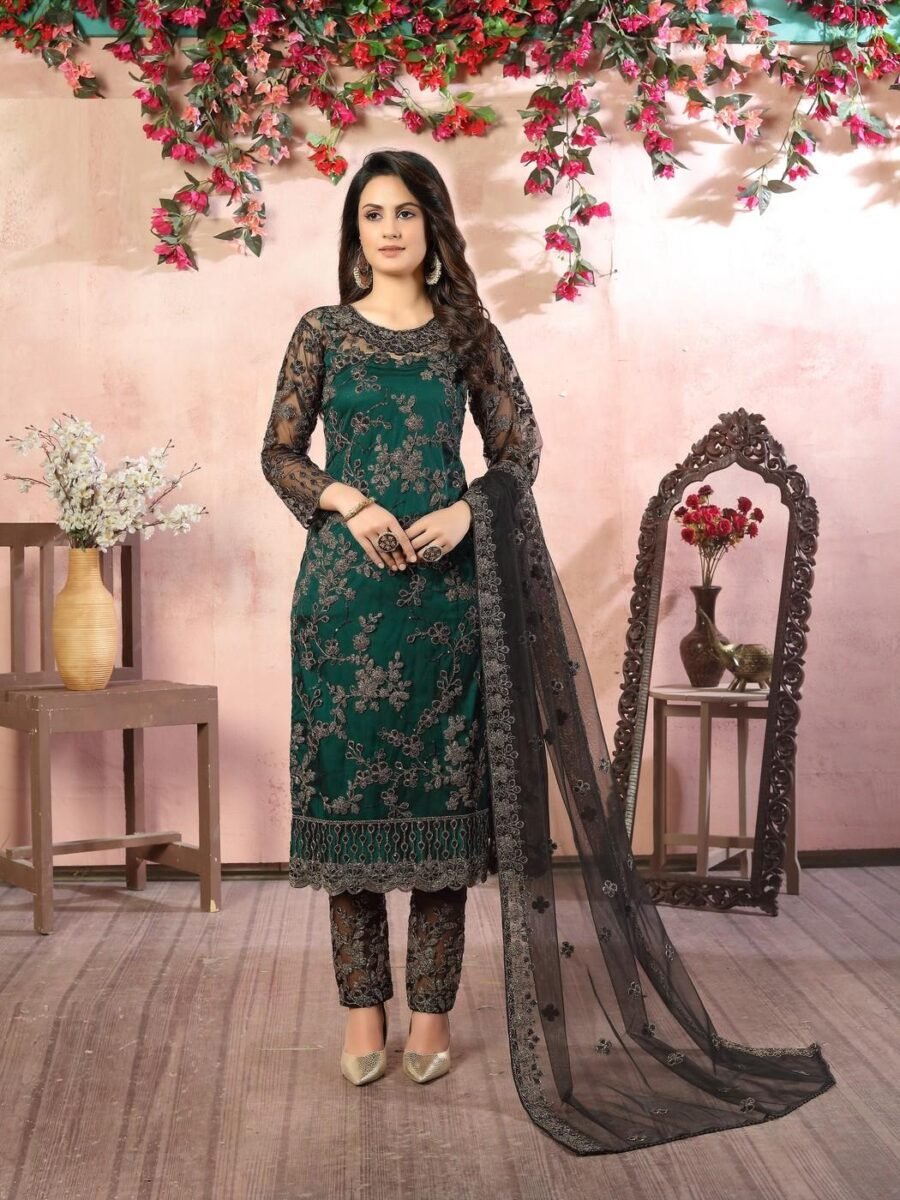 Fabulous Teal Green Net Straight Salwar Kameez – 59048-81