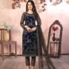 Striking Navy Blue Net Straight Salwar Kameez – 59048-83