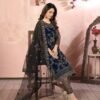 Striking Navy Blue Net Straight Salwar Kameez – 59048-83