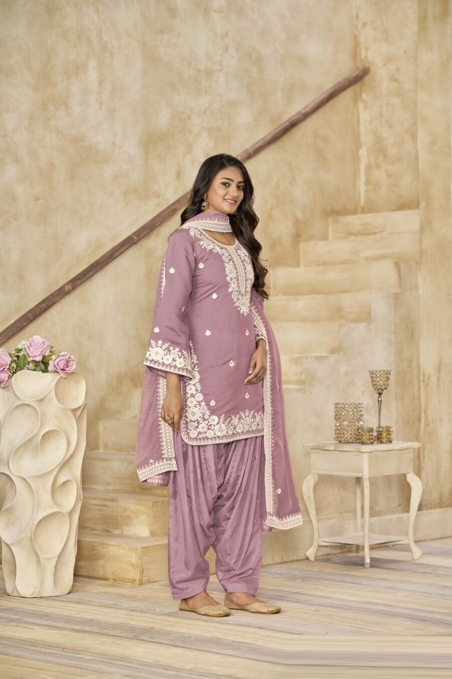Luxe Lilac Chanderi Traditional Salwar Kameez – 59073-224-A