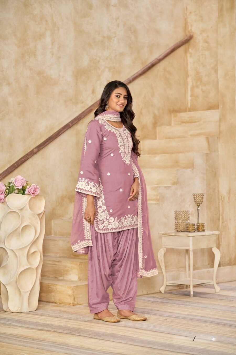 Luxe Lilac Chanderi Traditional Salwar Kameez – 59073-224-A