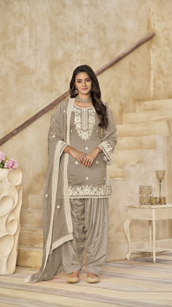 Enchanting Grey Chanderi Traditional Salwar Kameez – 59073-224-B