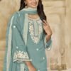 Classy Teal Blue Chanderi Traditional Salwar Kameez – 59073-224-C Classy Teal Blue Chanderi Traditional Salwar Kameez – 59073-224-C