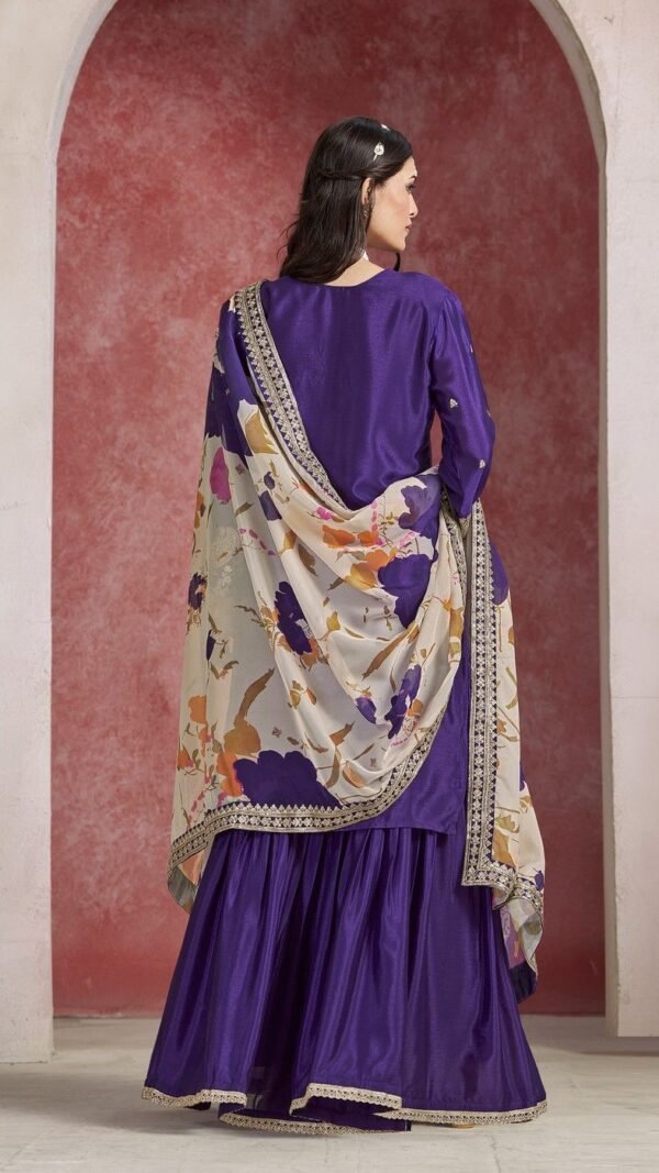 Alluring Violet Chinon Gharara Salwar Kameez – 59596-228-B