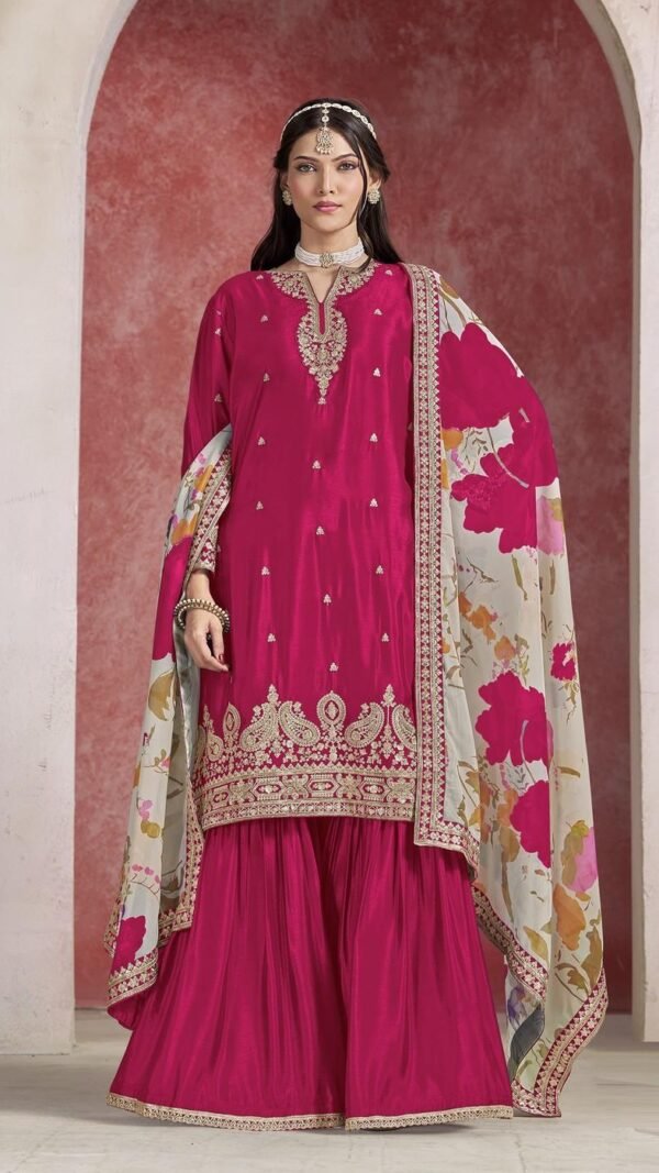 Gleaming Wine Chinon Gharara Salwar Kameez – 59596-228-D