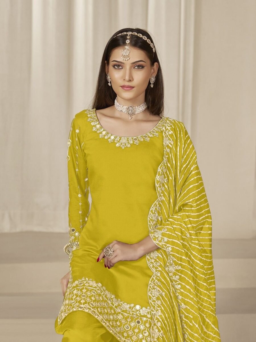 Trendy Yellow Chanderi Silk Patiala Salwar Kameez – 59760-229-A