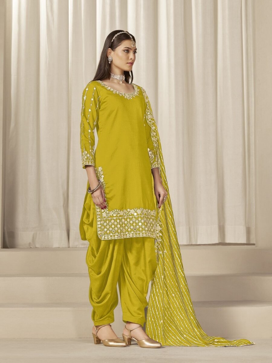 Trendy Yellow Chanderi Silk Patiala Salwar Kameez – 59760-229-A