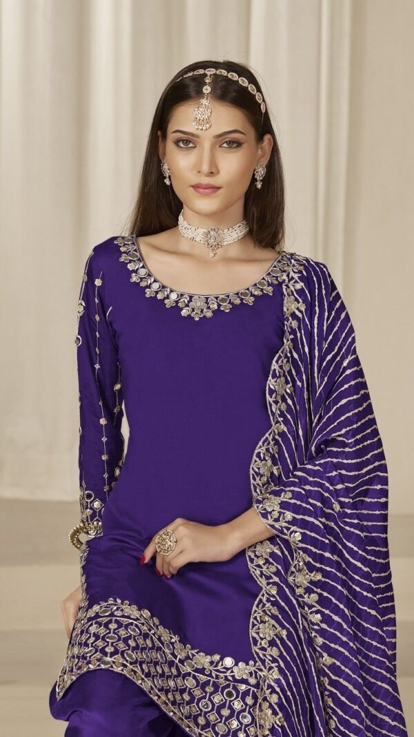 Elegant Violet Chanderi Silk Patiala Salwar Kameez – 59760-229-B
