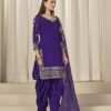 Elegant Violet Chanderi Silk Patiala Salwar Kameez – 59760-229-B