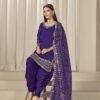 Elegant Violet Chanderi Silk Patiala Salwar Kameez – 59760-229-B