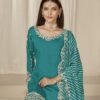 Vibrant Teal Blue Chanderi Silk Patiala Salwar Kameez – 59760-229-C