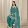 Vibrant Teal Blue Chanderi Silk Patiala Salwar Kameez – 59760-229-C