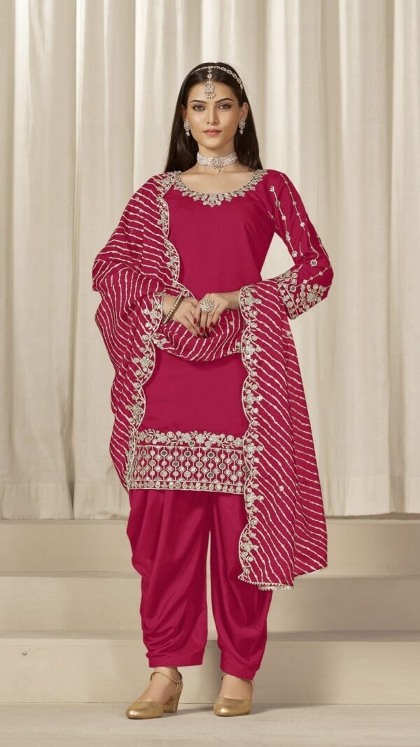 Magnetic Pink Chanderi Silk Patiala Salwar Kameez – 59760-229-D
