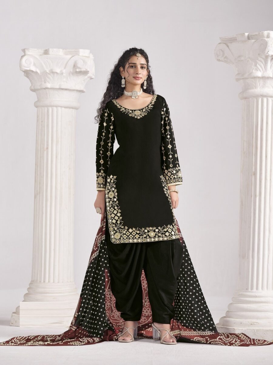 Dazzling Black Roman Silk Patiala Salwar Kameez – 60251-231-A Dazzling Black Roman Silk Patiala Salwar Kameez – 60251-231-A