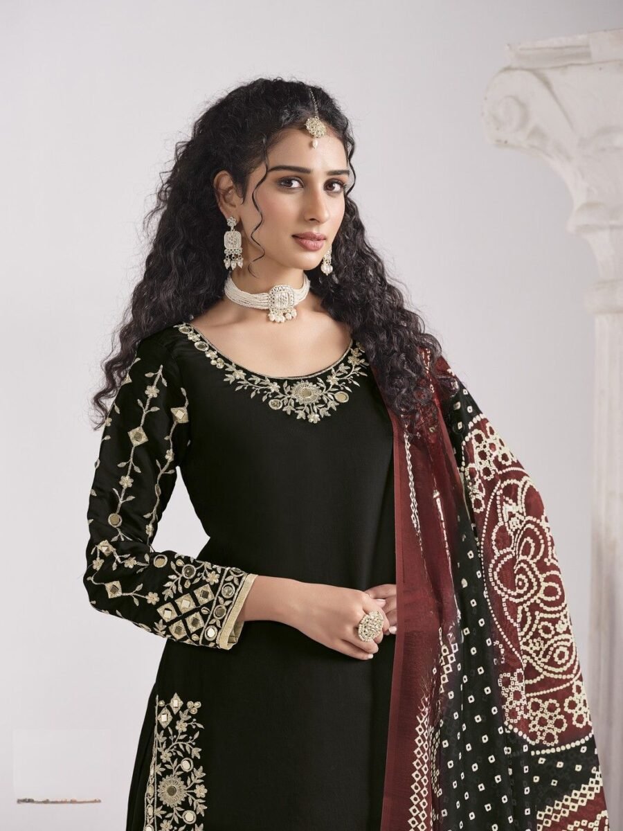 Dazzling Black Roman Silk Patiala Salwar Kameez – 60251-231-A Dazzling Black Roman Silk Patiala Salwar Kameez – 60251-231-A