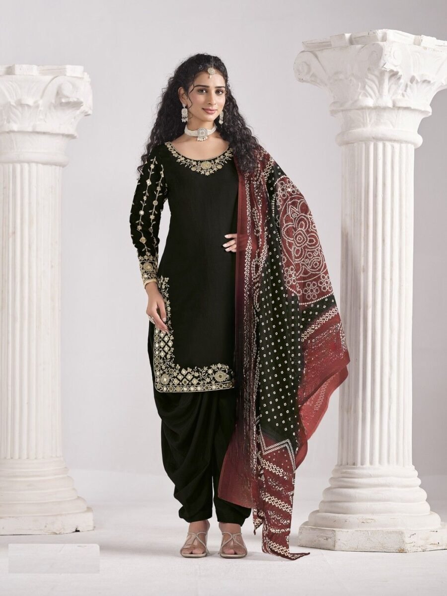 Dazzling Black Roman Silk Patiala Salwar Kameez – 60251-231-A Dazzling Black Roman Silk Patiala Salwar Kameez – 60251-231-A