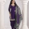 Refined Violet Roman Silk Patiala Salwar Kameez – 60251-231-B Refined Violet Roman Silk Patiala Salwar Kameez – 60251-231-B
